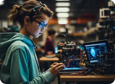 Student learning AI and robotics at TechWillow